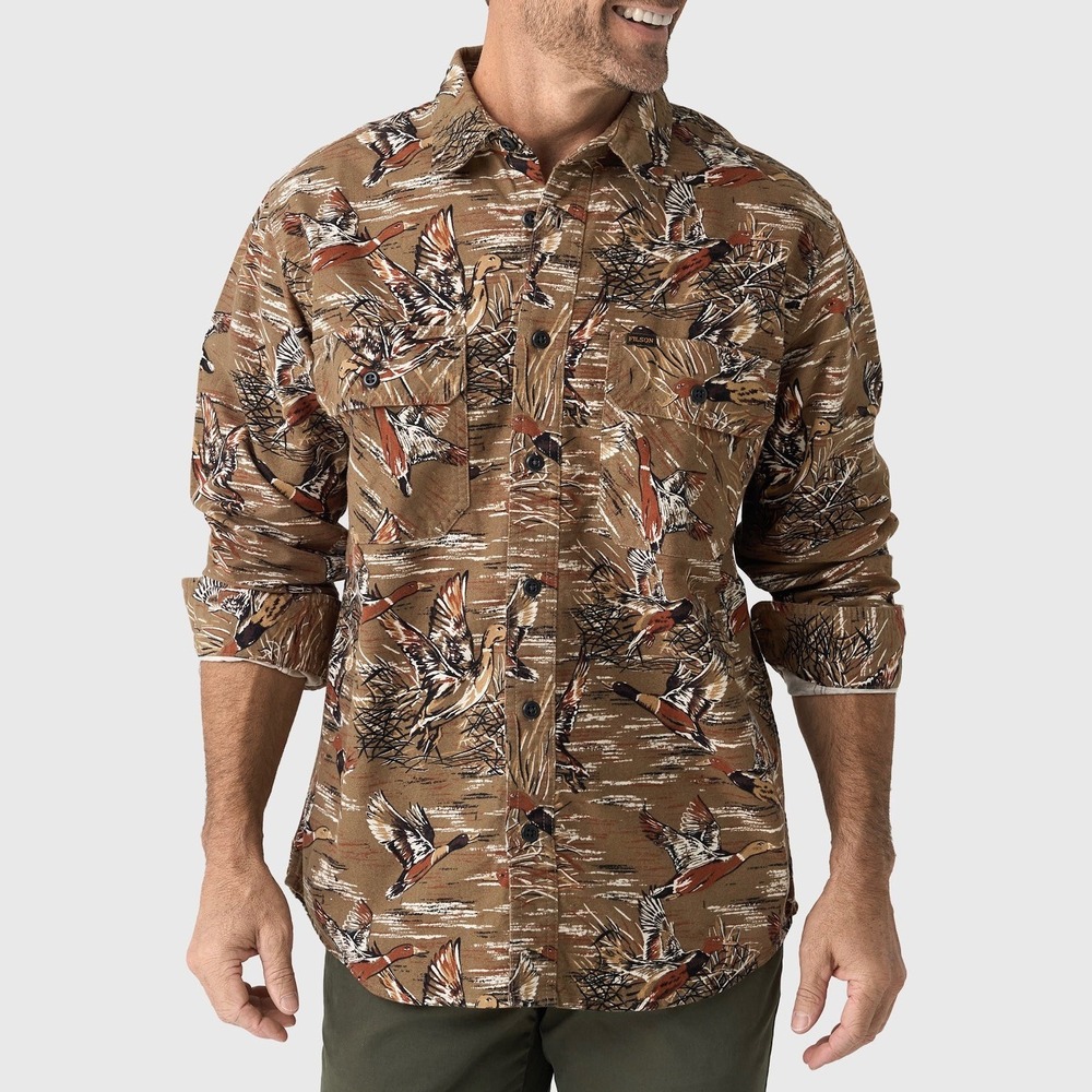 Filson Field Flannel Shirt, Brown / Marsh Mallards‎ Sz M